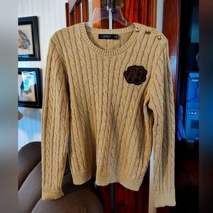 NWOT Lauren Ralph Lauren Beige Cable Knit Sweater
